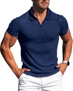 Lempue Mens V Neck t Shirts Slim Fit Muscle Polo Shirts for Men Short Sleeve Dry Fit Golf Shirts Casual Stylish Cloths - Image 6